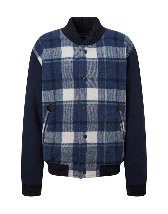 이자벨마랑남성 [ISABEL MARANT MEN] 네이비 체크배색 울혼방 긴팔자켓 진한 네이비 착용컷