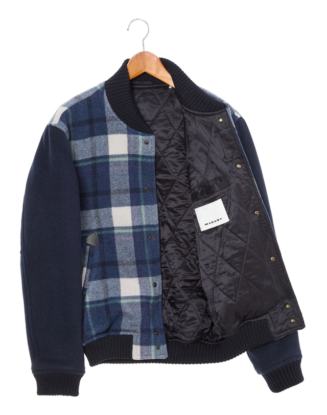 이자벨마랑남성 [ISABEL MARANT MEN] 네이비 체크배색 울혼방 긴팔자켓 진한 네이비 착용컷