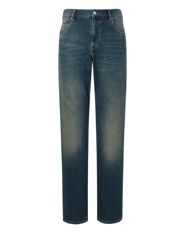이자벨마랑남성 [ISABEL MARANT MEN] 블루 워싱 면 데님팬츠 밝은 블루 착용컷