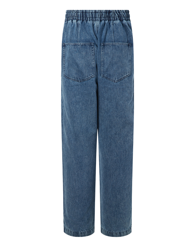 이자벨마랑남성 [ISABEL MARANT MEN] 블루 워싱 면혼방 밴딩데님팬츠 밝은 블루 착용컷