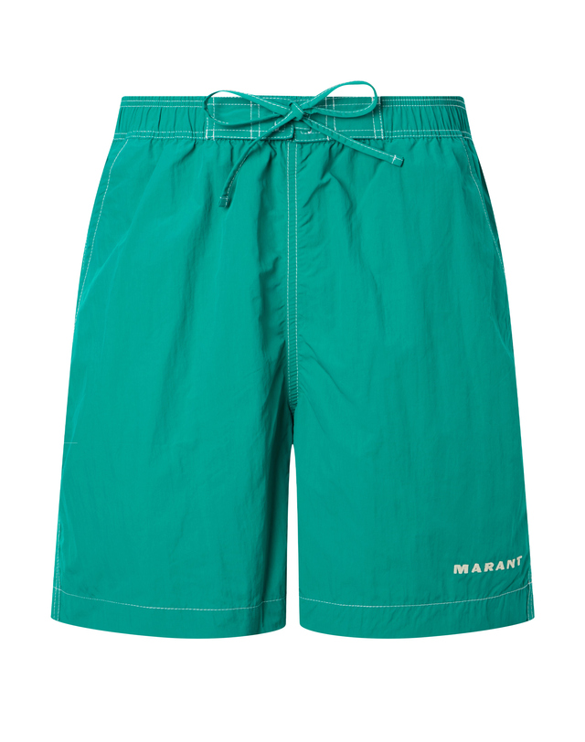 이자벨마랑남성 [ISABEL MARANT MEN] 그린 스티치장식 밴딩숏팬츠 초록 착용컷