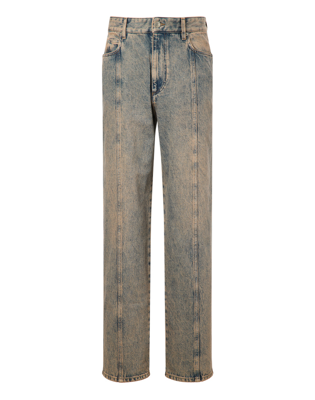 이자벨마랑남성 [ISABEL MARANT MEN] 블루 워싱 면 데님팬츠 탁한 블루 착용컷