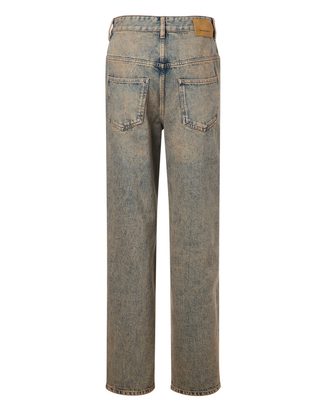이자벨마랑남성 [ISABEL MARANT MEN] 블루 워싱 면 데님팬츠 탁한 블루 착용컷