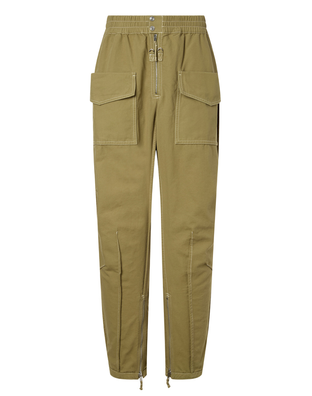 이자벨마랑남성 [ISABEL MARANT MEN] 카키 포켓배색 면 밴딩팬츠 착용컷