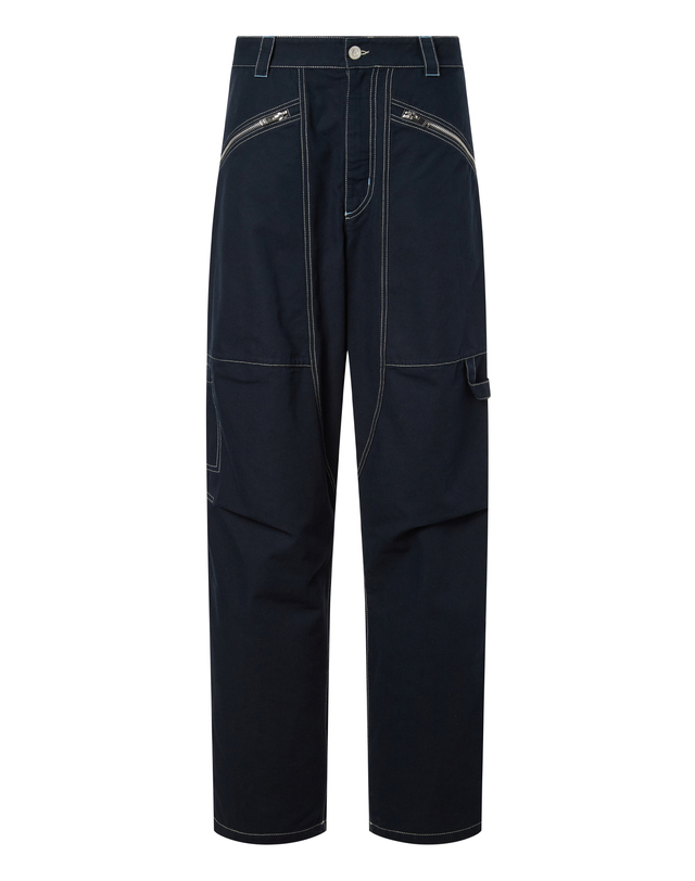 이자벨마랑남성 [ISABEL MARANT MEN] 네이비 스티치장식 면 팬츠 진한 네이비 착용컷