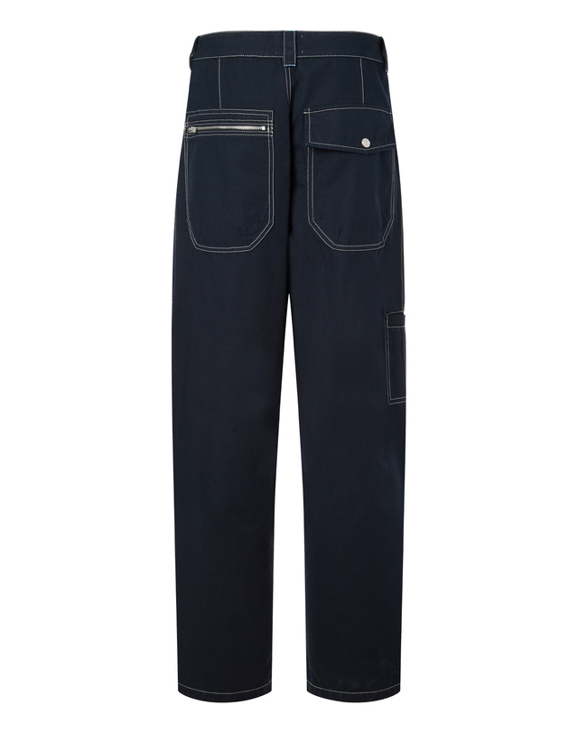 이자벨마랑남성 [ISABEL MARANT MEN] 네이비 스티치장식 면 팬츠 진한 네이비 착용컷