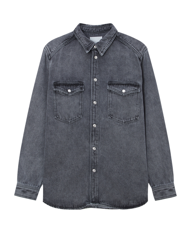 이자벨마랑남성 [ISABEL MARANT MEN] 그레이 워싱 면혼방 데님셔츠 밝은 그레이 착용컷