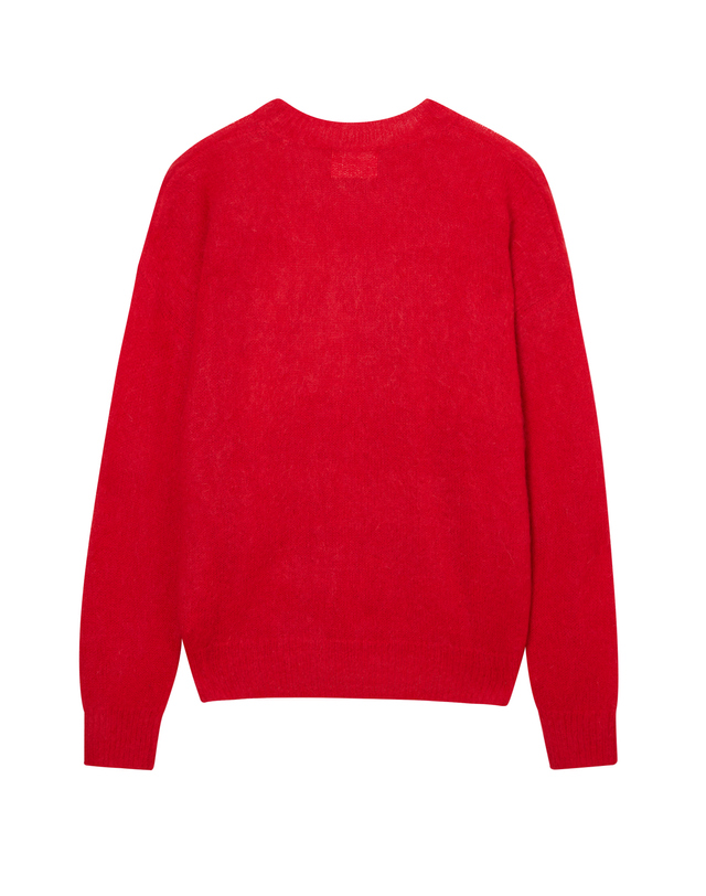 이자벨마랑남성 [ISABEL MARANT MEN] 레드 로고프린트 모헤어혼방 니트 착용컷