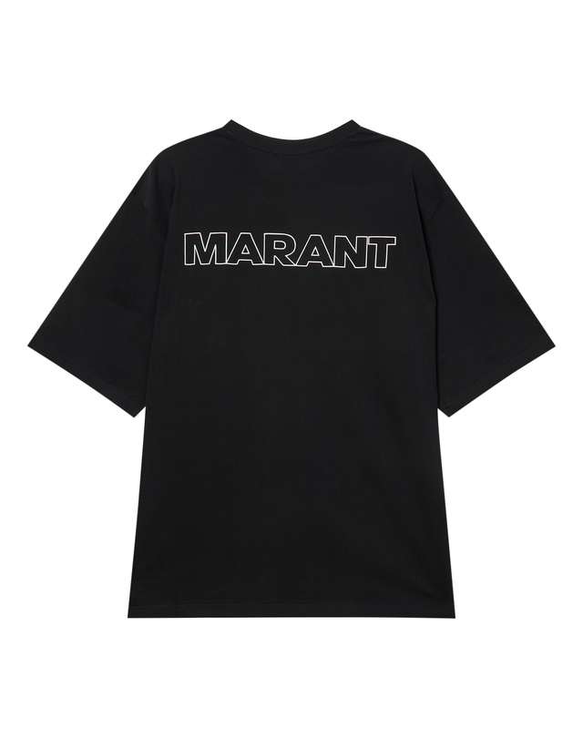 이자벨마랑남성 [ISABEL MARANT MEN] 블랙 단색 면 반팔티셔츠 착용컷