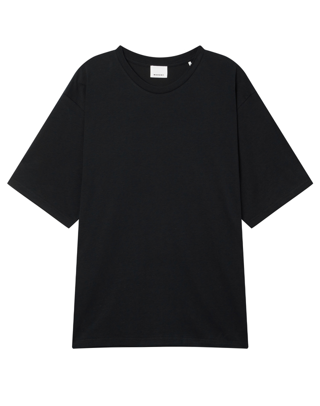 이자벨마랑남성 [ISABEL MARANT MEN] 블랙 단색 면 반팔티셔츠 착용컷