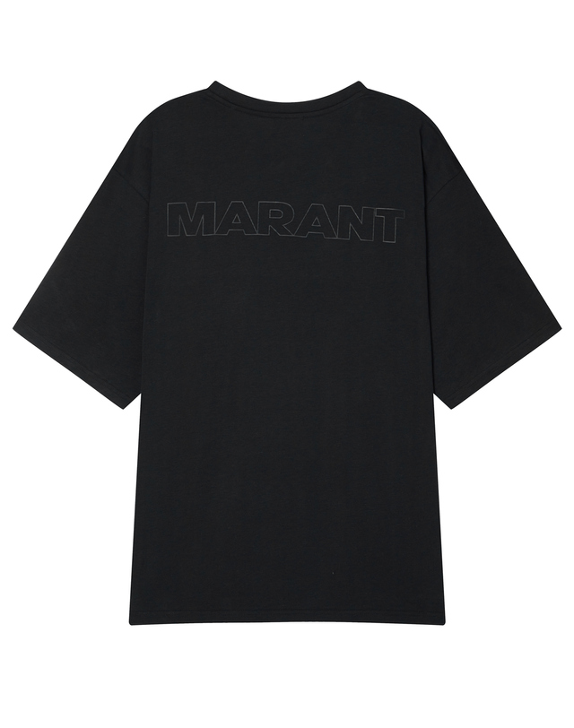 이자벨마랑남성 [ISABEL MARANT MEN] 블랙 단색 면 반팔티셔츠 착용컷
