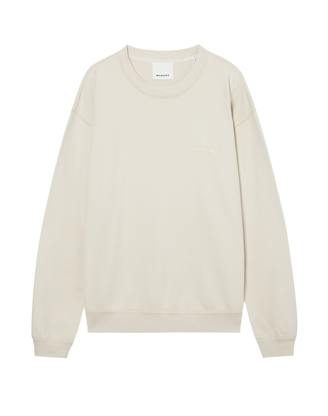 이자벨마랑남성 [ISABEL MARANT MEN] 크림 로고자수 면 긴팔티셔츠 착용컷