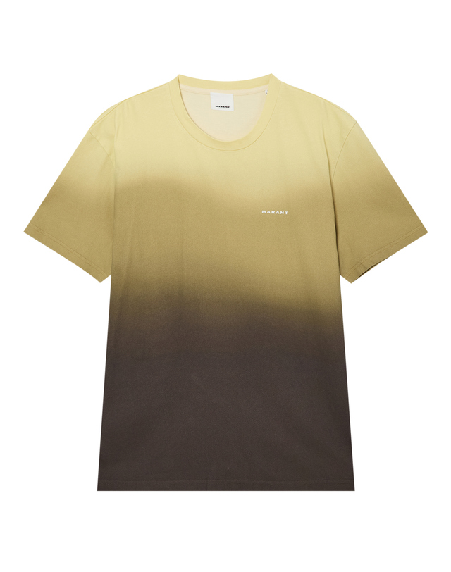 이자벨마랑남성 [ISABEL MARANT MEN] 카키 그라데이션 면 반팔티셔츠 착용컷