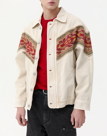[ISABEL MARANT MEN] 크림 패턴배색 린넨혼방 데님자켓