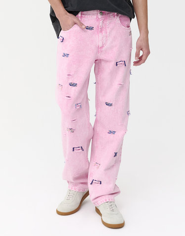 [ISABEL MARANT MEN] 핑크 데미지장식 면혼방 데님팬츠