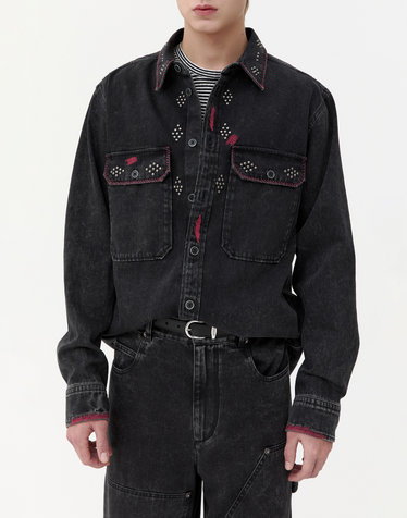 [ISABEL MARANT MEN] 블랙 스터드 면 데님셔츠