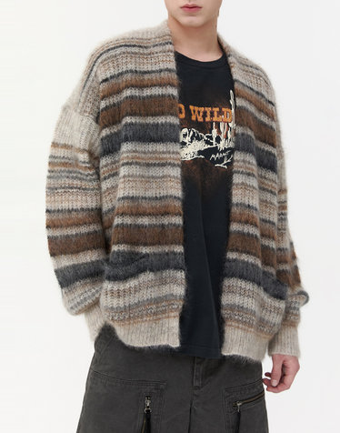 [ISABEL MARANT MEN] 카멜 스트라이프 모헤어혼방 가디건