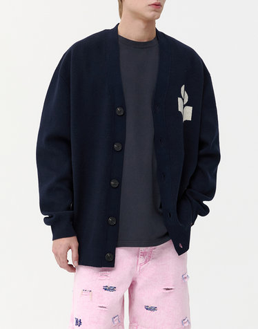 [ISABEL MARANT MEN] 네이비 로고배색 울혼방 가디건