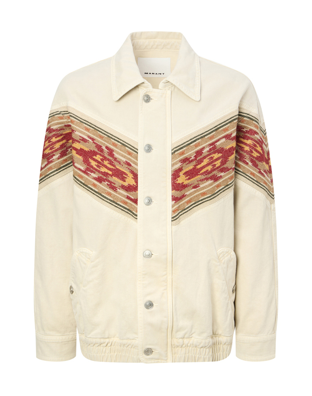 이자벨마랑남성 [ISABEL MARANT MEN] 크림 패턴배색 린넨혼방 데님자켓 착용컷