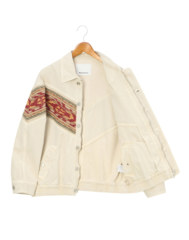 이자벨마랑남성 [ISABEL MARANT MEN] 크림 패턴배색 린넨혼방 데님자켓 착용컷