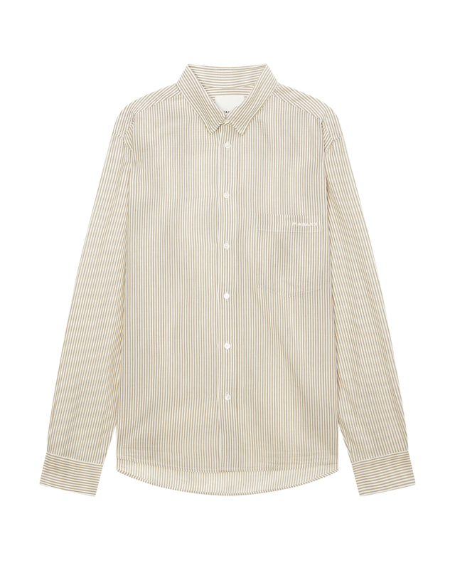 이자벨마랑남성 [ISABEL MARANT MEN] 옐로우 스트라이프 면 긴팔캐주얼셔츠 진한 노랑 착용컷