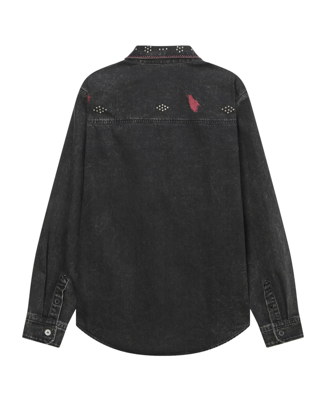 이자벨마랑남성 [ISABEL MARANT MEN] 블랙 스터드 면 데님셔츠 착용컷