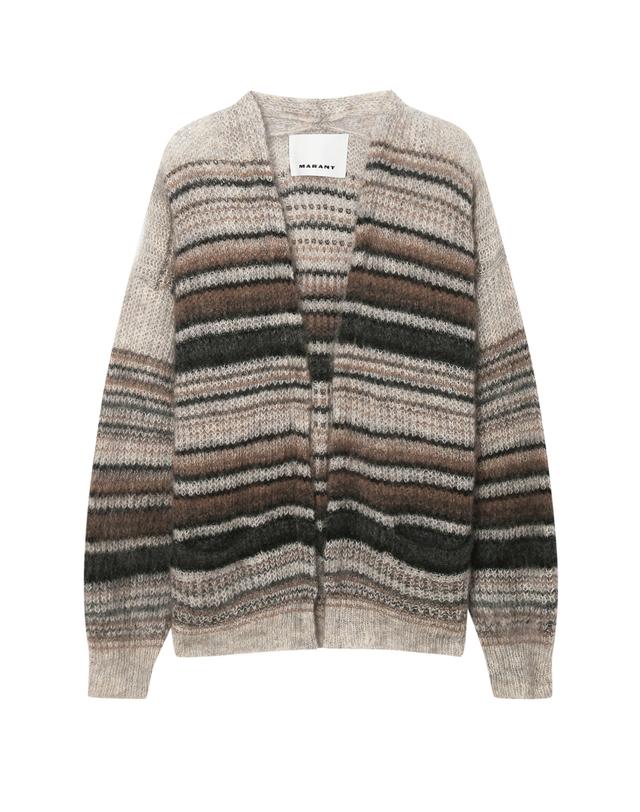 이자벨마랑남성 [ISABEL MARANT MEN] 카멜 스트라이프 모헤어혼방 가디건 캐멀 착용컷