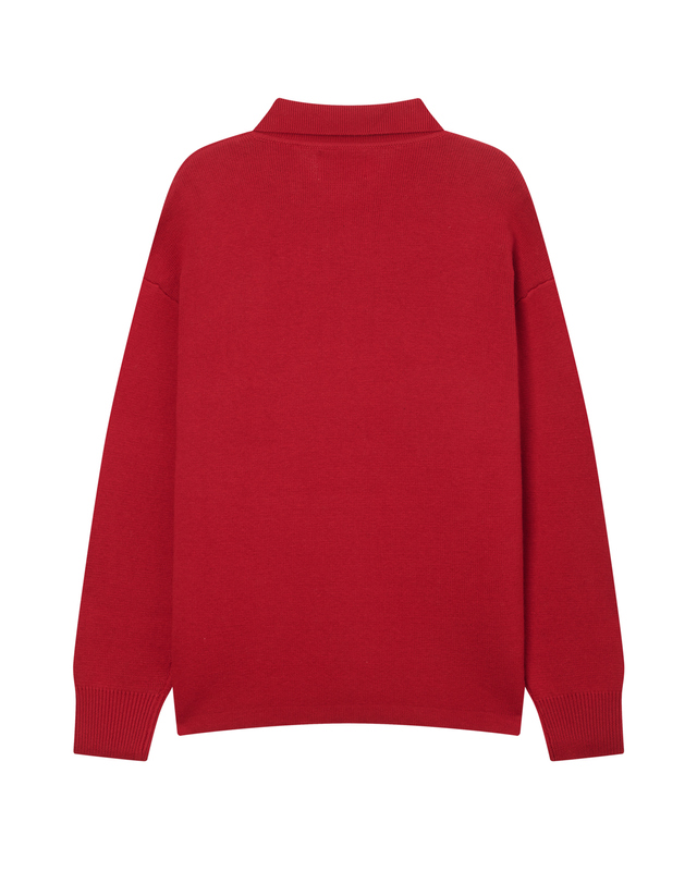 이자벨마랑남성 [ISABEL MARANT MEN] 레드 로고배색 울혼방 니트 착용컷