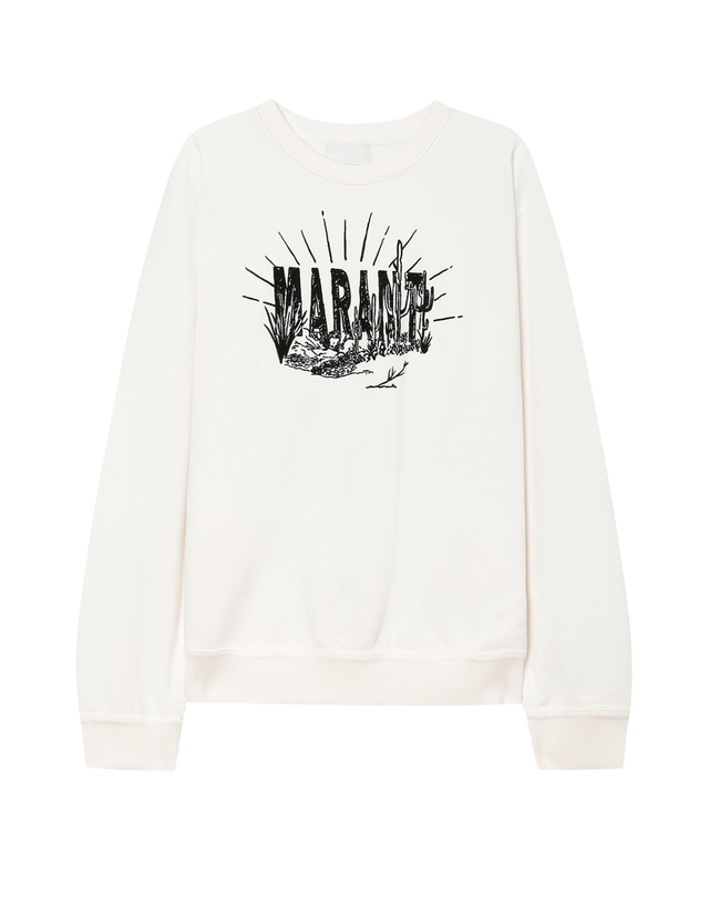 이자벨마랑남성 [ISABEL MARANT MEN] 화이트 로고자수 면혼방 긴팔티셔츠 흰색 착용컷