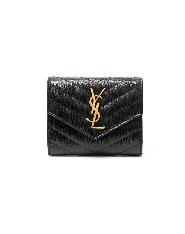 생 로랑 [SAINT LAURENT] 생로랑 퀼티드 컴팩트 3단 모노그램 반지갑 403943-BOW01-1000 착용컷