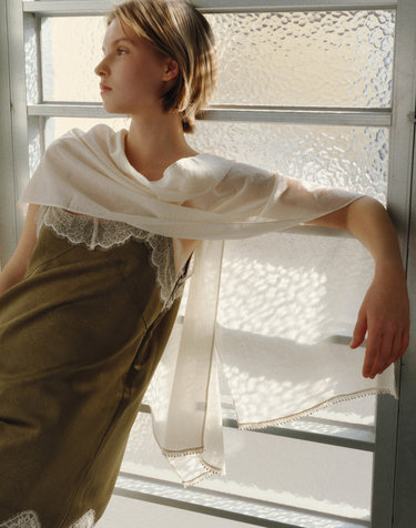 [시즌오프][면 100%] 아이보리 테슬 롱 스카프 (Ivory Tassel Long Scarf