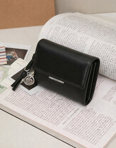 [NEUT][지폐수납가능] 뉴트 블랙 소가죽 슬림 3단 반지갑
