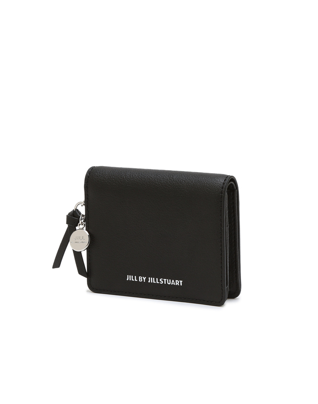 질 바이 질스튜어트 [BONNIE] 블랙 로고프린트 소가죽 반지갑-실버 상세