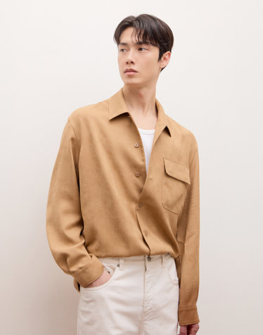 스웨이드 터치 셔츠 - 베이지