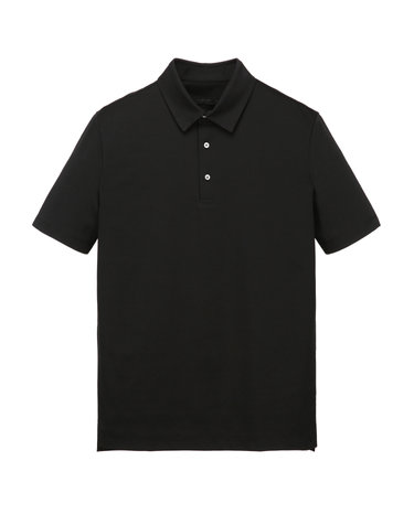 [GENTLE JERSEY] 블랙 반팔 카라 레귤러핏 티셔츠