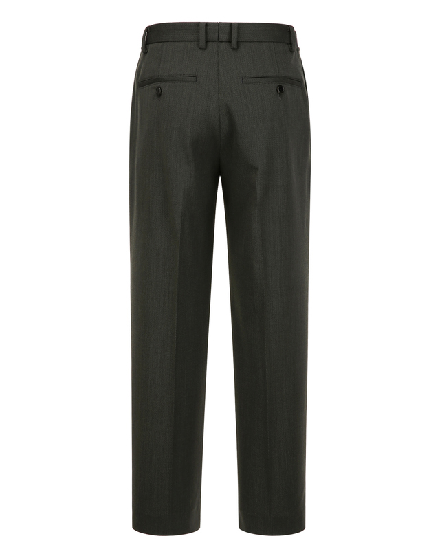 질스튜어트 뉴욕 남성 [THE TWILL] [TOLLEGNO] [SEMIWIDE-FIT] 울 셋업 팬츠 - 다크카키 진한 카키 착용컷