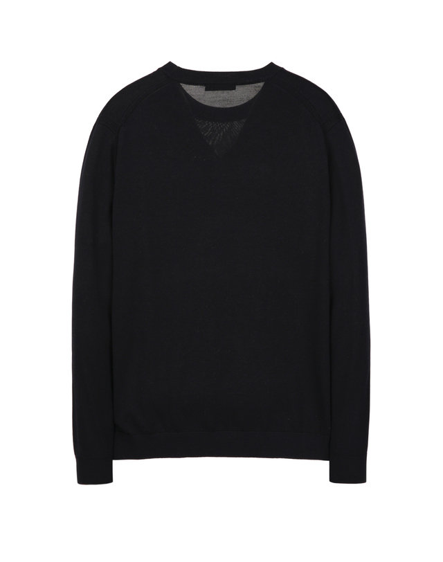 질스튜어트 뉴욕 남성 [ITALY YARN][THE TWILL] 실크 블렌드 크루넥 니트 - 다크네이비 진한 네이비 착용컷