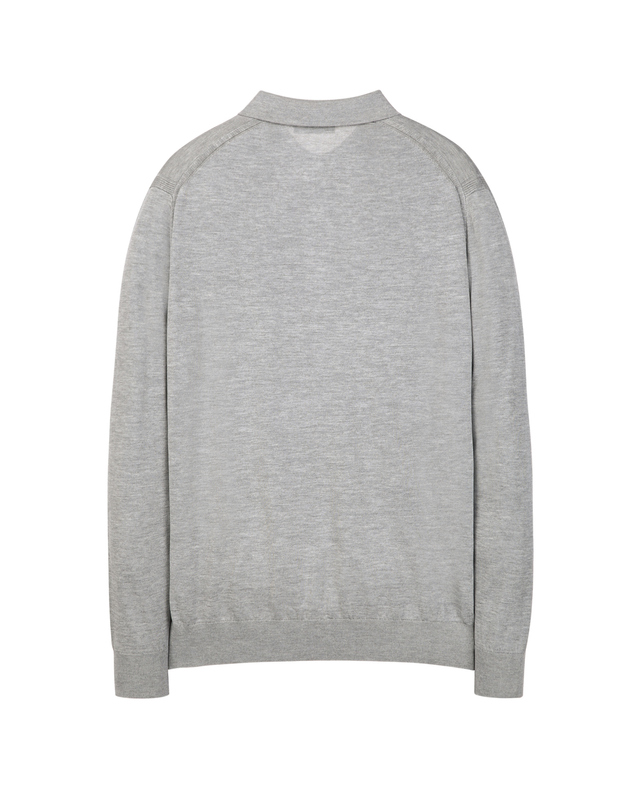 질스튜어트 뉴욕 남성 [ITALY YARN][THE TWILL] 실크 블렌드 카라 니트 - 그레이 착용컷