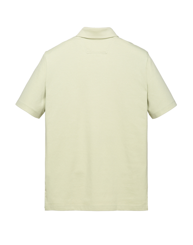 질스튜어트 뉴욕 남성 [GENTLE JERSEY] 라이트옐로우그린 반팔 카라 레귤러핏 티셔츠 밝은 초록 착용컷