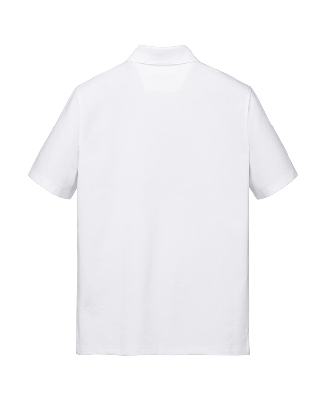 질스튜어트 뉴욕 남성 [GENTLE JERSEY] 화이트 반팔 카라 레귤러핏 티셔츠 흰색 착용컷
