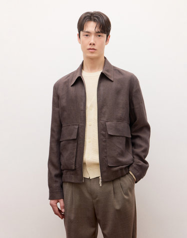 [THE TWILL] 린넨 아웃포켓 블루종 - 다크브라운