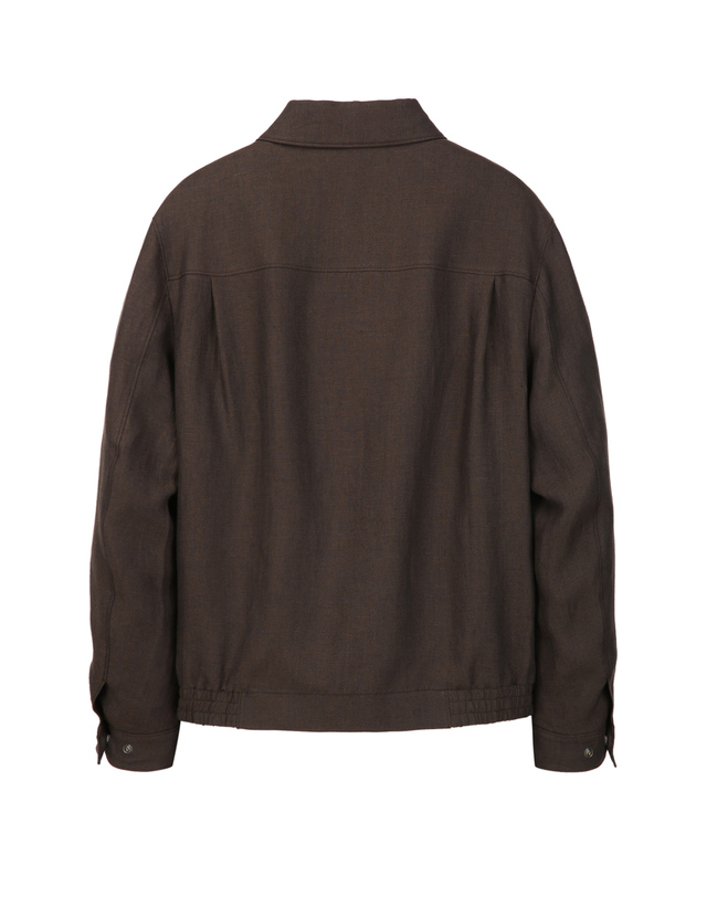 질스튜어트 뉴욕 남성 [THE TWILL] 린넨 아웃포켓 블루종 - 다크브라운 진한 브라운 착용컷