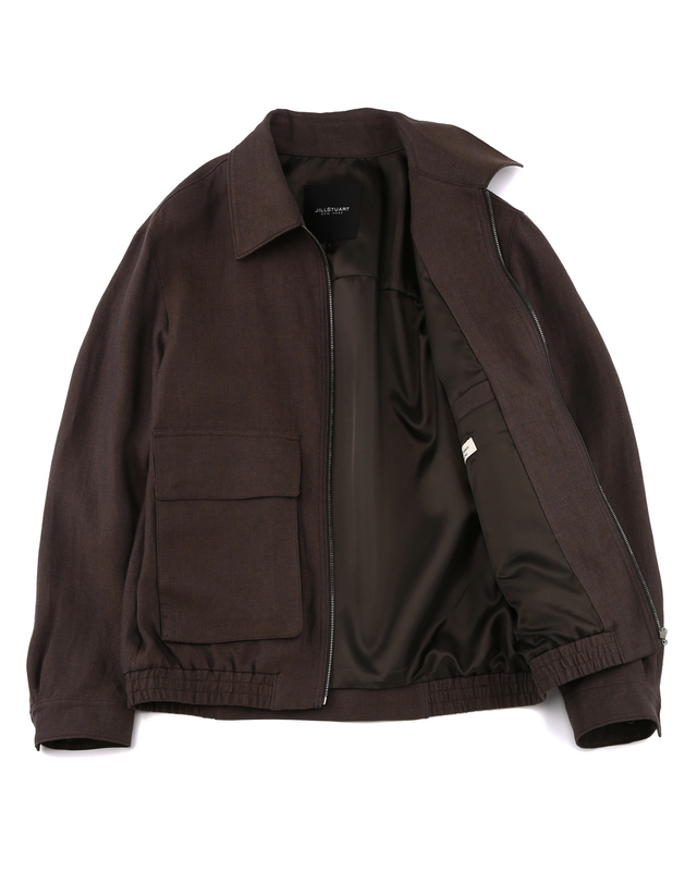 질스튜어트 뉴욕 남성 [THE TWILL] 린넨 아웃포켓 블루종 - 다크브라운 진한 브라운 착용컷