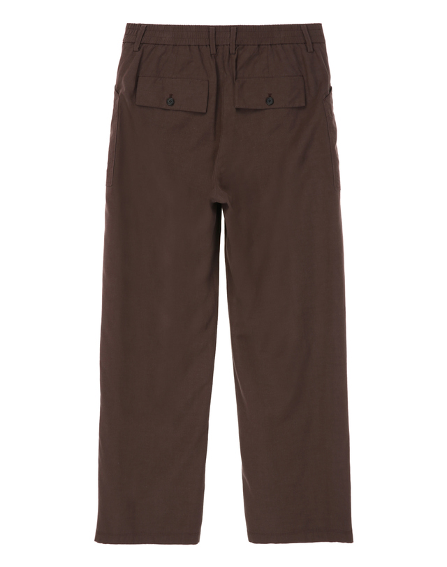 질스튜어트 뉴욕 남성 [WIDE-FIT] 린넨 블렌드 셋업 팬츠 - 브라운 착용컷
