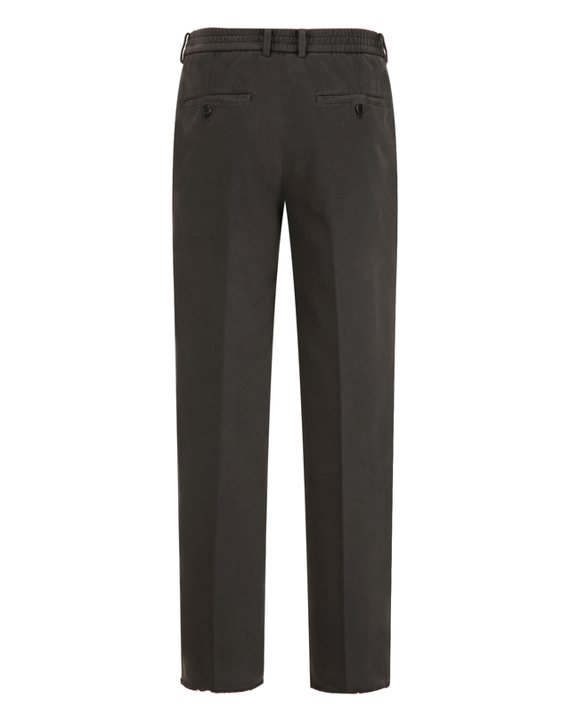 질스튜어트 뉴욕 남성 [TAPERED FIT] 가먼트다잉 스트링 코튼 팬츠 - 다크그레이 진한 그레이 착용컷