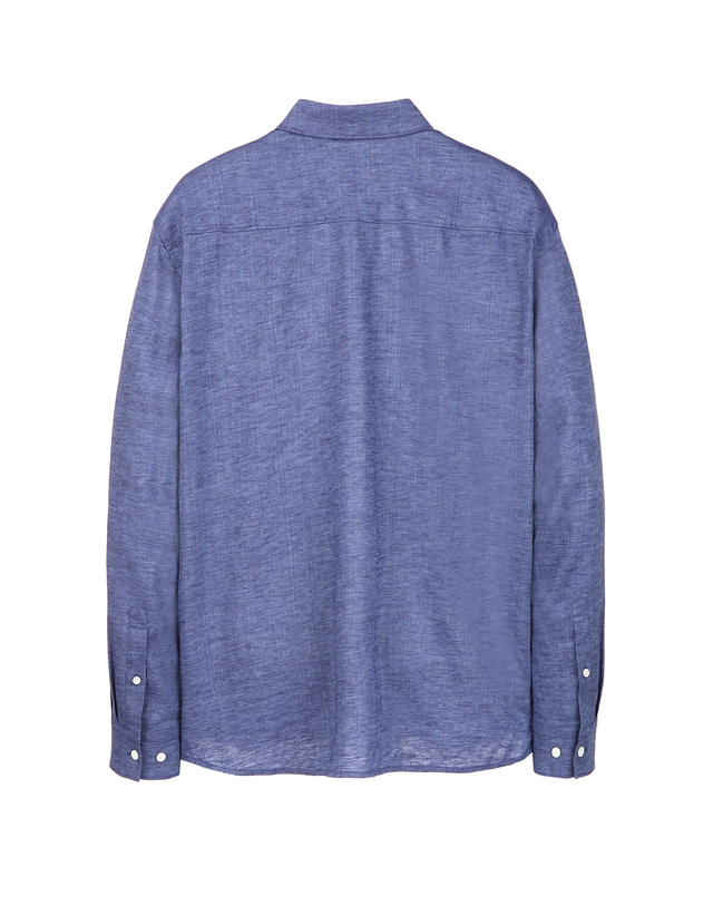 질스튜어트 뉴욕 남성 [THE TWILL] 내추럴 스트레치 린넨 100% 셔츠 - 블루 착용컷