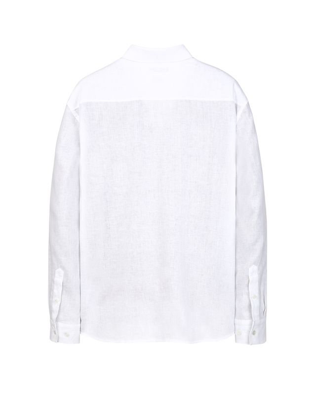 질스튜어트 뉴욕 남성 [THE TWILL] 내추럴 스트레치 린넨 100% 셔츠 - 오프화이트 흰색 착용컷
