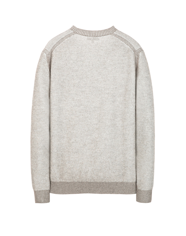 질스튜어트 뉴욕 남성 [THE TWILL] 캐시미어 100 파인게이지 크루넥 니트 - 다크베이지 진한 베이지 착용컷