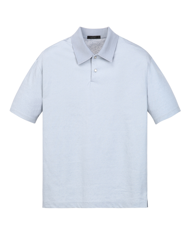 질스튜어트 뉴욕 남성 [THE TWILL] 린넨 블렌드 티셔츠 - 스카이블루 밝은 블루 착용컷