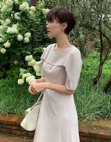 [시즌오프] 핑크 레이어드 반팔원피스